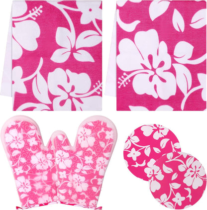 6PCS Pink Oven Mitts and Pot Holders Towels Set,Heat Resistant with Non-Slip Silicone Surface Baking Gloves,Applies to Grilling and Cooking Cute Kitchen Accessories and House Decor