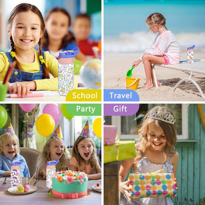 Kids Sublimation Tumbler,12Oz Sublimation Water Bottle Blanks,Straight Stainless Steel Todder Sippy Cup,4Pack Double Wall Insulated Sippy Tumbler with Handle,Shrink Films,Leak Proof