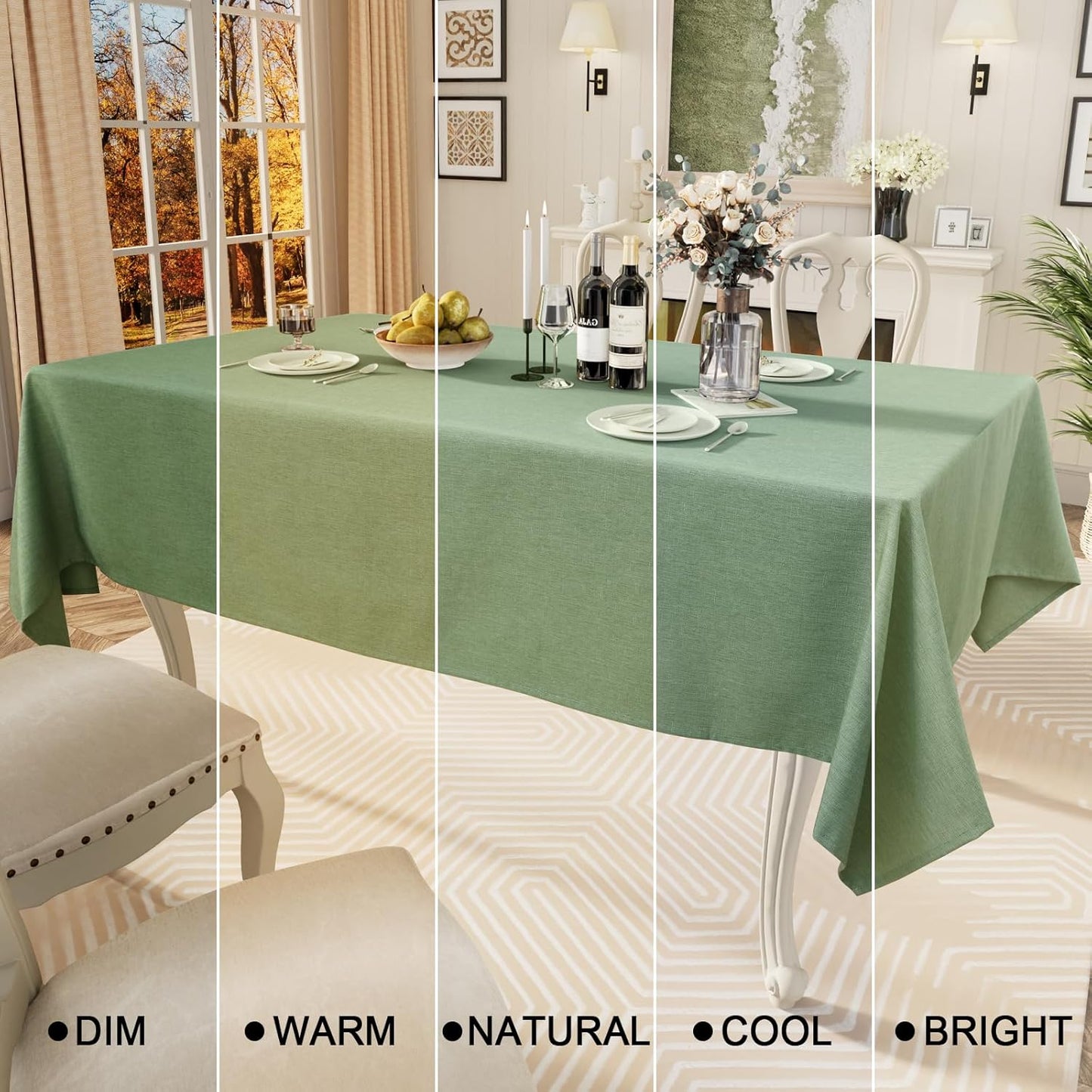 Rectangle Table Cloth Linen Textured, Waterproof Spillproof Anti-Wrinkle Burlap Tablecloth, Washable Decorative Fabric Table Cover for Dining, Party, Banquet, 52 X 70 Inch, Sage Green