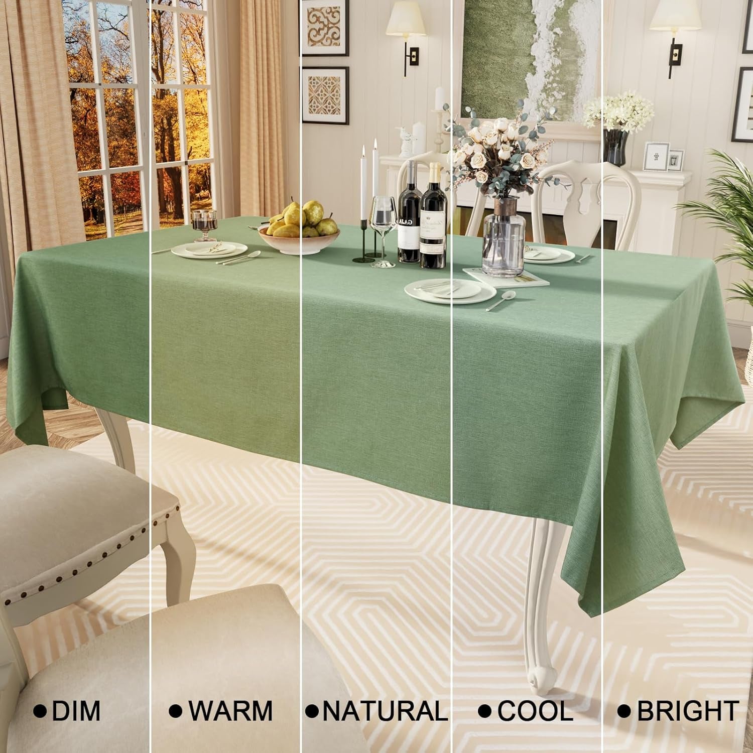 Rectangle Table Cloth Linen Textured, Waterproof Spillproof Anti-Wrinkle Burlap Tablecloth, Washable Decorative Fabric Table Cover for Dining, Party, Banquet, 52 X 70 Inch, Sage Green