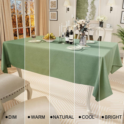 Rectangle Table Cloth Linen Textured, Waterproof Spillproof Anti-Wrinkle Burlap Tablecloth, Washable Decorative Fabric Table Cover for Dining, Party, Banquet, 52 X 70 Inch, Sage Green