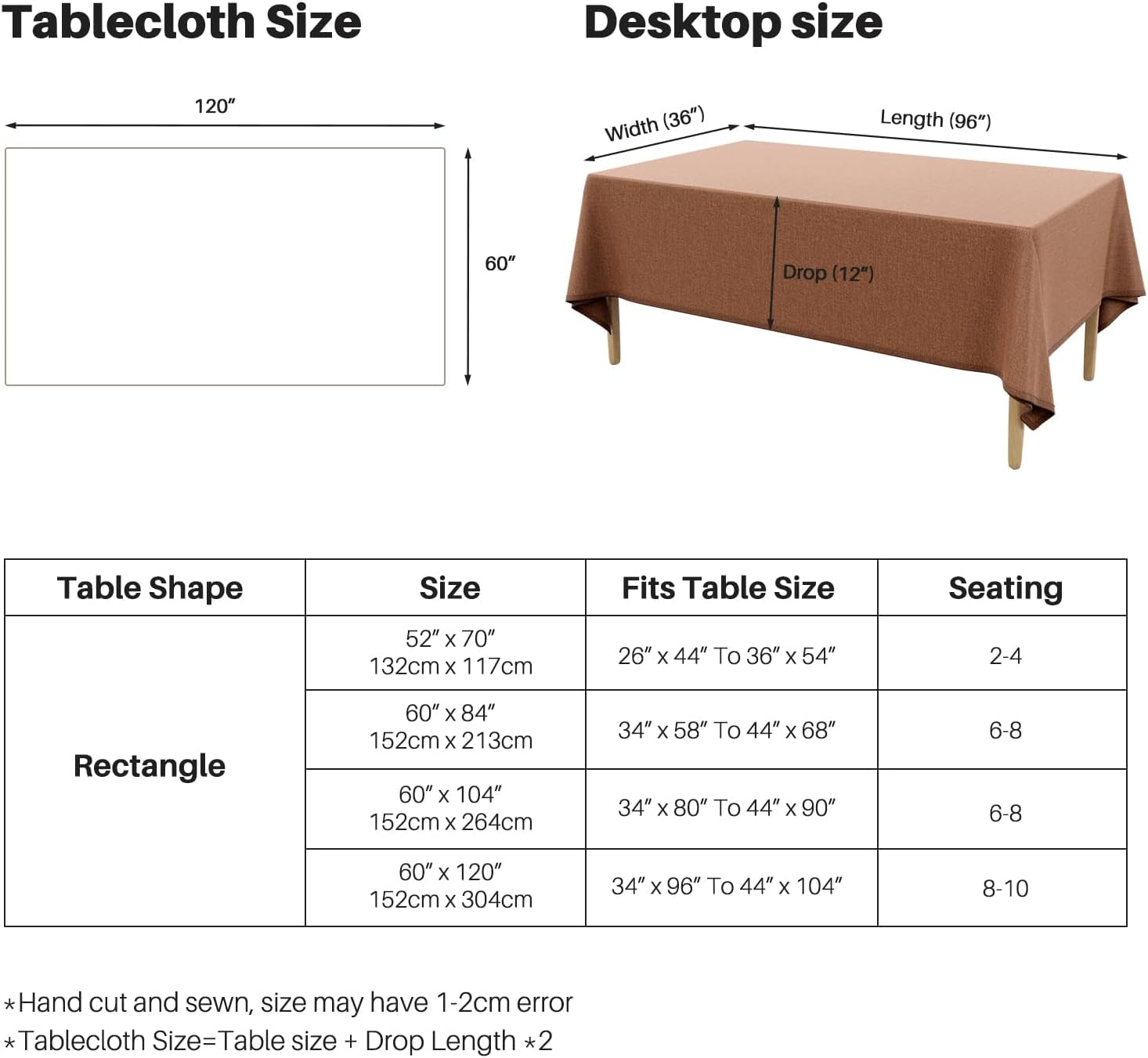 Textured Linen Table Cloth for Rectangle Tables - Coffee Tablecloths Rectangular Waterproof Wrinkle Free Wipeable Dining Table Cover for Spring Wedding Birthday Kitchen Decor, 52 X 70 Inch
