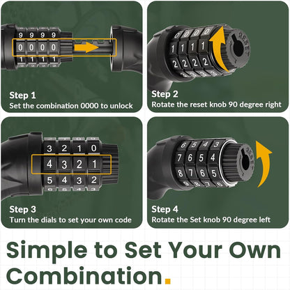 Bike Lock, Bicycle Lock 4 Feet Cable Lock 1/2 Inch Resettable Bike Lock Combination with Mounting Bracket, Bike Accessories for Bicycle, Electric Scooter, Motorcycle