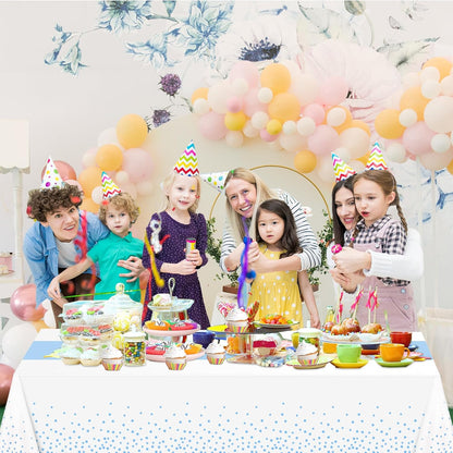 2 Pack Pink and Blue Tablecloths, Gender Reveal Disposable Plastic Waterproof Table Cover for Boy or Girl Gender Reveal Party, Baby Shower, Birthday Party Decorations 54" X 108"