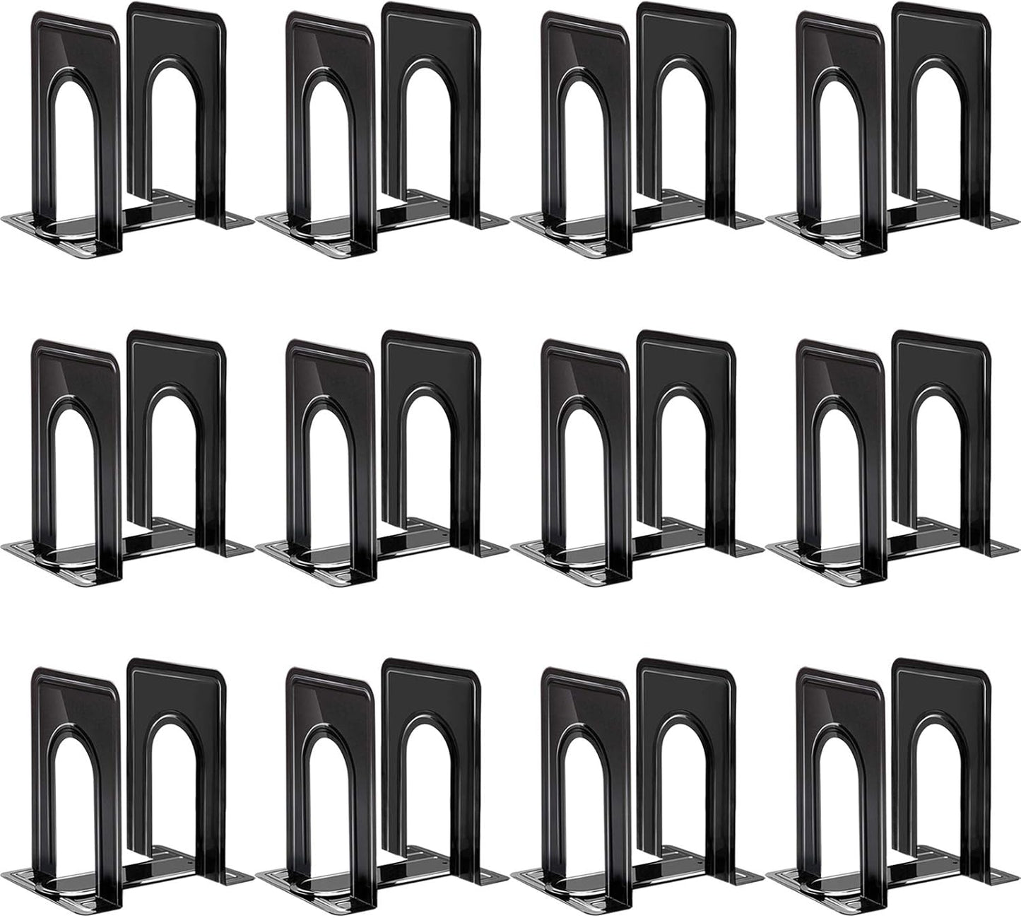 Book Ends, Bookends for Shelves, 24Pcs Metal Bookends, Book Ends for Heavy Books Holders for Office Home Library Book Ends Supports, Book Ends to Hold Books Heavy Duty