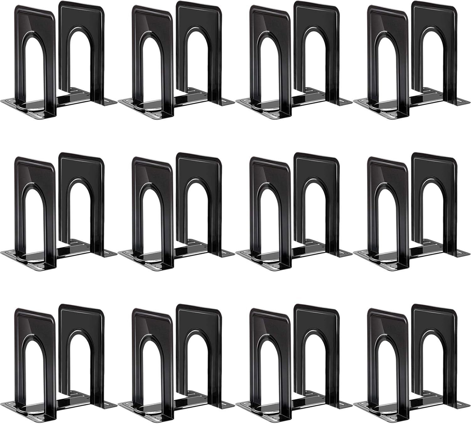 Book Ends, Bookends for Shelves, 24Pcs Metal Bookends, Book Ends for Heavy Books Holders for Office Home Library Book Ends Supports, Book Ends to Hold Books Heavy Duty