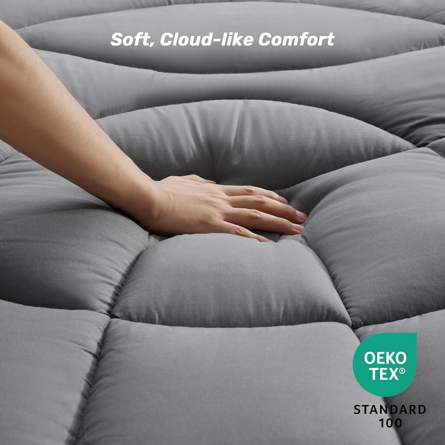 Twin Mattress Pad Waterproof - Ergonomic Quilted Fitted Twin Mattress Topper, 5-Layers Noiseless Washable Mattress Protector Cover with 8"-21" Deep Pocket (Grey, 39X75)