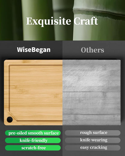 Bamboo Cutting Board - Multi-Sizes Wooden Cutting Boards for Kitchen, Convenient Kitchen Essentials with Deep Juice Grooves, Natural Cutting Board for Chopping & Serving, 11.6" X 7.9"