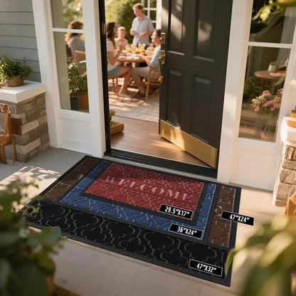 Welcome Mat Outdoor Indoor 29.5X17, All-Weather Waterproof Front Door Mat outside Entrance, Non-Slip Low Profile Porch Patio Doormat, Black