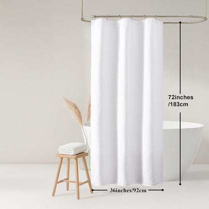White Shower Curtain, Stall Small Waffle Weave Heavy Fabric Shower Curtains for Narrow Size Bathroom, Waterproof Soft Hotel Spa Luxury Bath Curtain Set, Machine Washable, White, 36X72 Inch