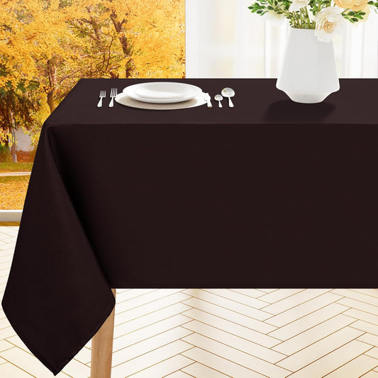Rectangle Table Cloth, Waterproof Anti-Scratch Polyester Tablecloth, Decorative Washable Fabric Table Cover for Dining, Buffet, Parties and Outdoor, 60X84, Coffee