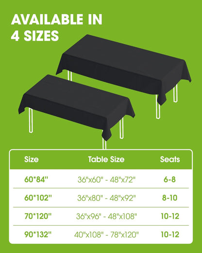 Rectangle Table Cloth 60" X 84" – Durable Polyester Tablecloth Offers Reusable & Washable Protection, Ideal for Outdoor Party, Picnic, Wedding, Banquet and Birthday, 1 Pack, Black