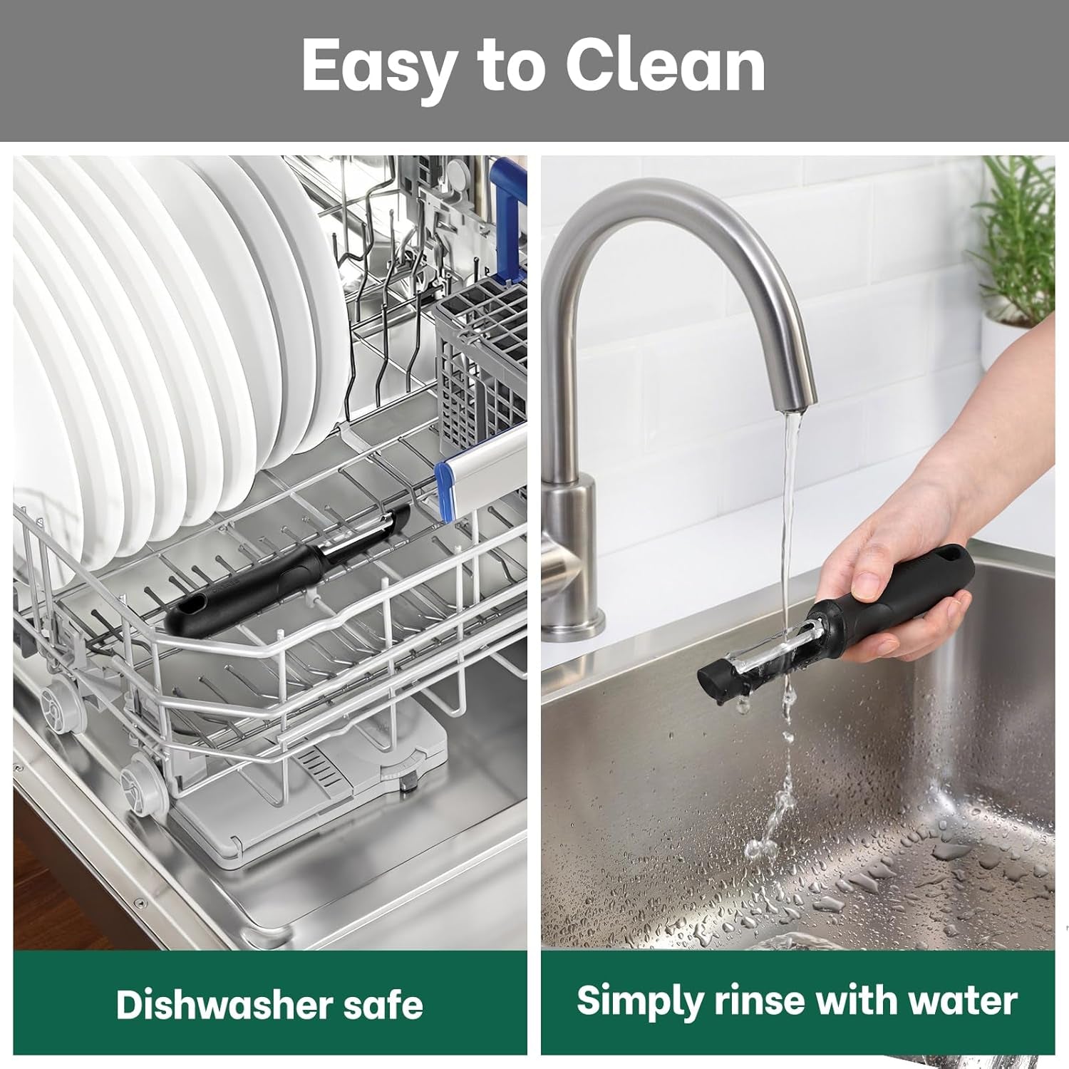 Swivel Vegetable Peeler, Razor-Sharp Smooth Peeling Stainless Steel Blades, Ergonomic Comfort Non-Slip Rubber Handle, Durable Kitchen Peeler Tool with Potato Eye Remover, Dishwasher Safe, Black