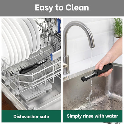 Swivel Vegetable Peeler, Razor-Sharp Smooth Peeling Stainless Steel Blades, Ergonomic Comfort Non-Slip Rubber Handle, Durable Kitchen Peeler Tool with Potato Eye Remover, Dishwasher Safe, Black