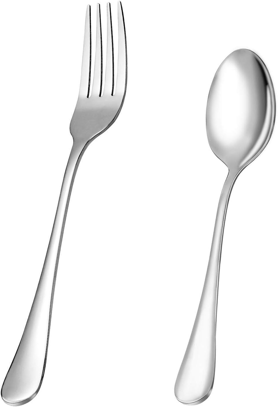 Dinner Forks and Dinner Spoons Bundle,16 Pcs 8" Food Grade Stainless Steel Silverware Forks & 16 Pcs 7.3" Stainless Steel Spoons,Mirror Finish & Dishwasher Safe,Use for Home,Kitchen or Restaurant