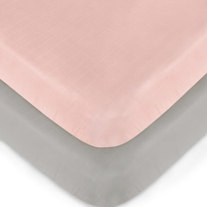 Muslin Crib Sheets for Boys and Girls 2 Pack, Ultra Soft Muslin Fitted Baby Crib Sheet for Standard Crib Mattress & Toddler Bed Mattress, Grey and Pink