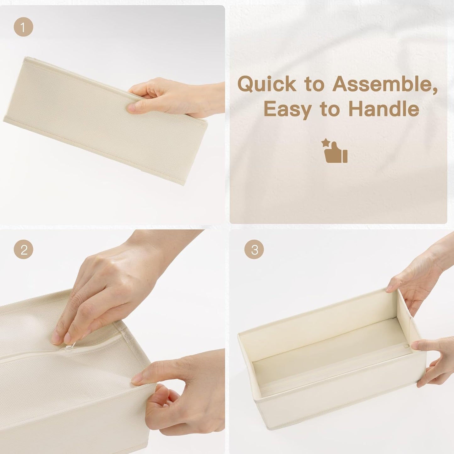 Drawer Organizer Clothes, 14 Pack Dresser Organizer for Baby Clothes, Underwear, Sock- Foldable Closet Organization and Storage Dividers Bins for Nursery, Bedroom and Dorm (Beige)