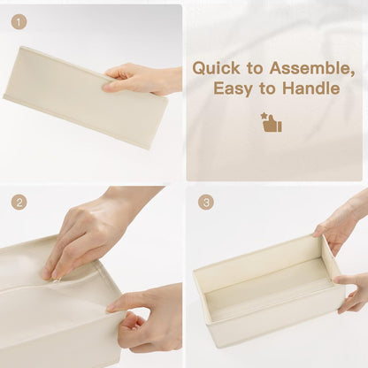 Drawer Organizer Clothes, 14 Pack Dresser Organizer for Baby Clothes, Underwear, Sock- Foldable Closet Organization and Storage Dividers Bins for Nursery, Bedroom and Dorm (Beige)