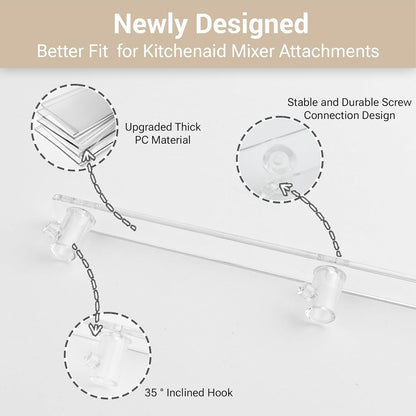 2 Pack Mixer Attachment Holder for Kitchen Aid Stand Mixer Accessories and Attachments, Hanging Hooks Mixer Attachment Organizer Compatible with Kitchen Aid Mixer Accessories