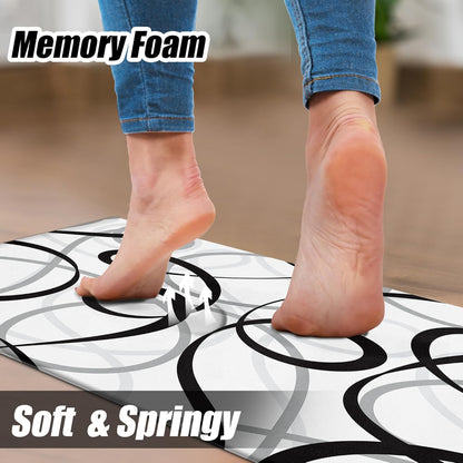 Kitchen Mats Cushioned anti Fatigue Kitchen Rugs Sets of 2 Black White Grey Memory Foam Padded Kitchen Floor Mat Non Slip Waterproof Comfort Standing Mats for Sink Laundry Office