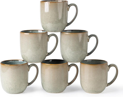 Set of 6 Handmade Ceramic Coffee Mugs, 12oz with Gradient Color, Ideal for Latte, Tea, Beer, and Hot Cocoa, Dishwasher and Microwave Safe