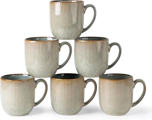 Set of 6 Handmade Ceramic Coffee Mugs, 12oz with Gradient Color, Ideal for Latte, Tea, Beer, and Hot Cocoa, Dishwasher and Microwave Safe