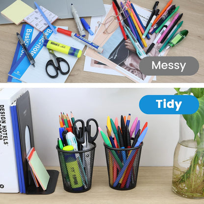 Desk Pen Organizer Set, 4-Pack Mesh Metal Pencil Holders
