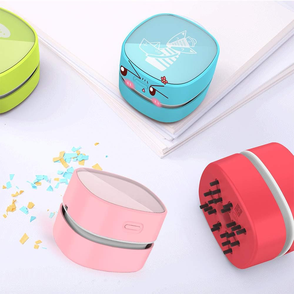 Desktop Vacuum Cleaner,Mini Table Dust Sweeper Energy Saving,High Endurance up to 400 Mins,Cordless&360º Rotatable for Cleaning Hairs,Crumbs,Computer Keyboard of Gifts for Kids (Pink)