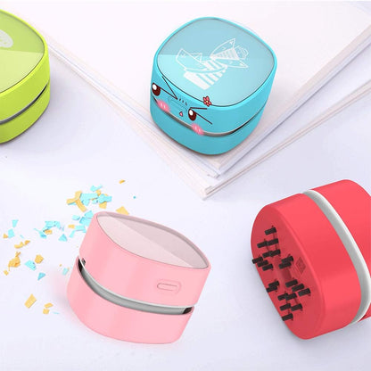 Desktop Vacuum Cleaner,Mini Table Dust Sweeper Energy Saving,High Endurance up to 400 Mins,Cordless&360º Rotatable for Cleaning Hairs,Crumbs,Computer Keyboard of Gifts for Kids (Pink)