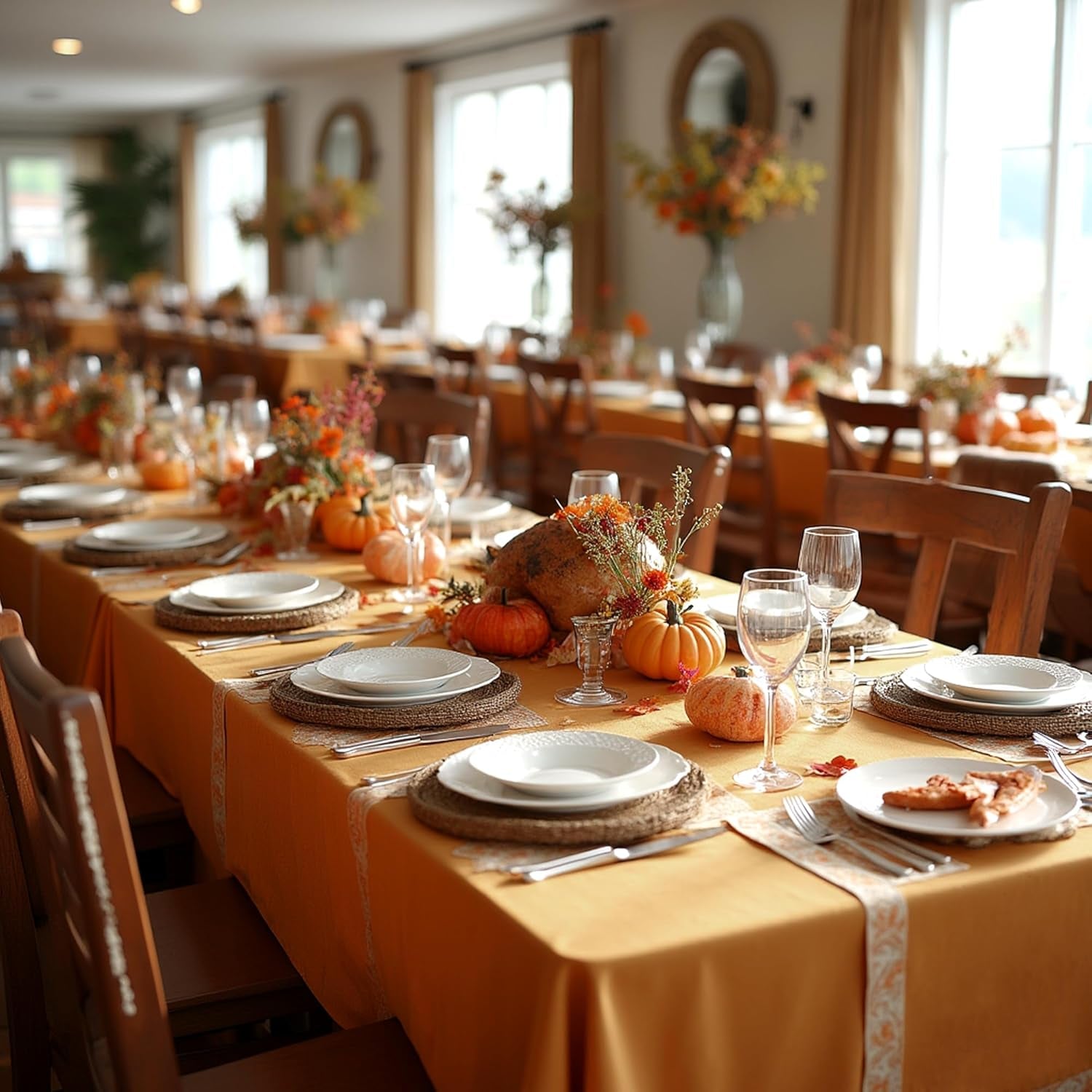 2 Pack Tablecloths Rectangular 60X102 Inch, Thanksgiving Table Cloths Rectangle for 6 Foot Tables - Stain and Wrinkle Resistant Washable Polyester Table Cover for Fall, Dining, Parties Bronze