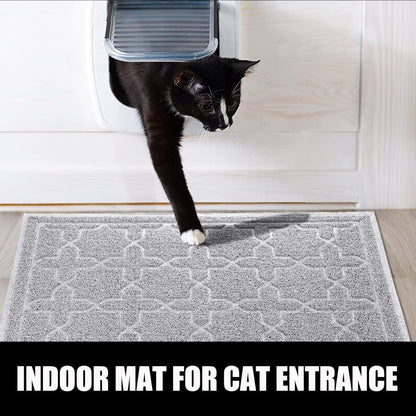 Cat Litter Mat, 24"X20" Litter Mat with Litter Lock Mesh, Soft Cat Litter Mat Litter Trapping Mat, Easy to Clean, Non-Slip, Water Resistant, Litter Free Floors, Grey