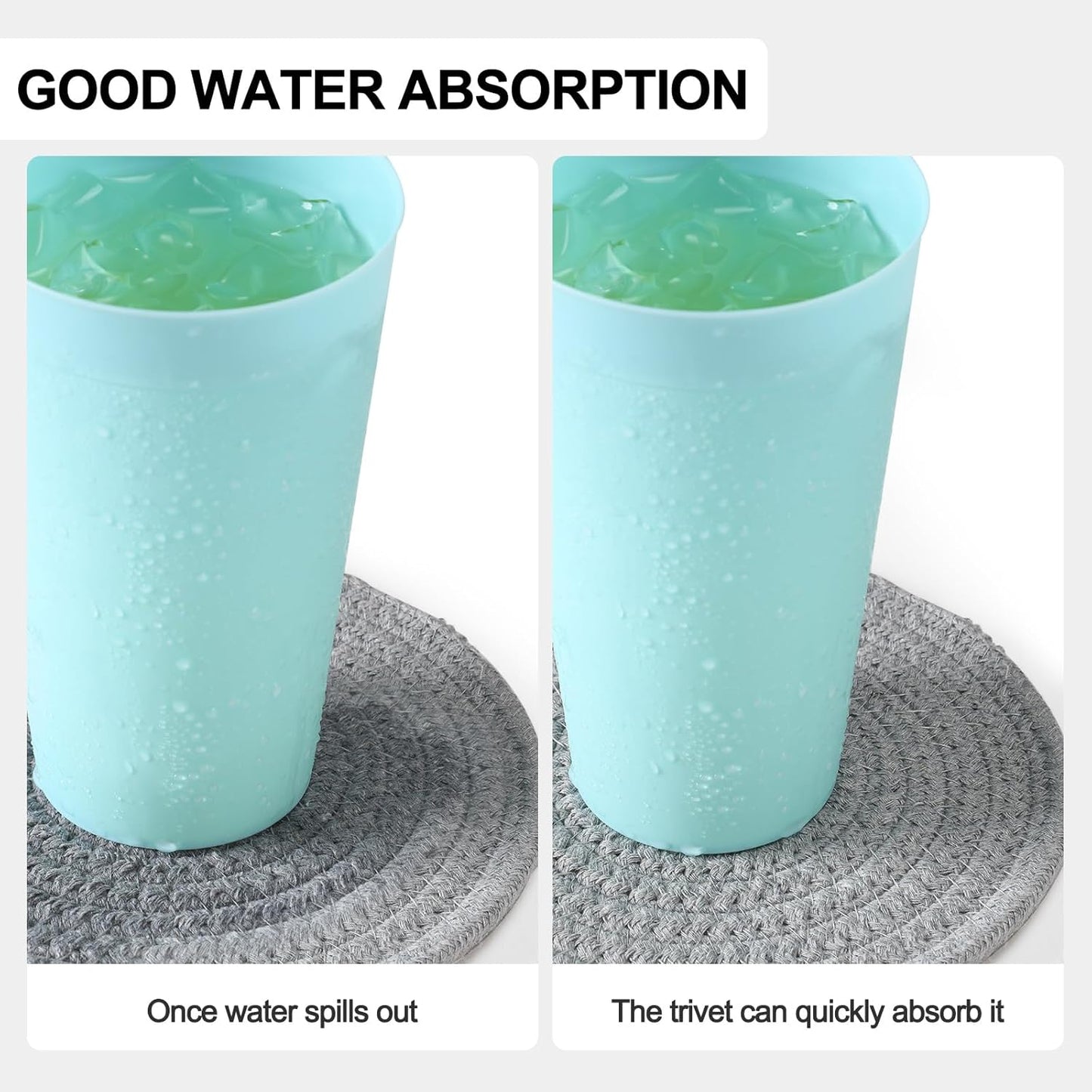 5 Pieces Trivets for Hot Dishes, Potholders Set 100% Cotton Woven Hot Pot Holders Set, Farmhouse Coasters, Hot Pads, Table Mats, Spoon Rest for Baking and Cooking, Kitchen Decor, 7 Inch