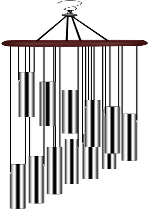 Wind Chimes for Outside, Sympathy Wind Chimes Outdoor Clearance with 12 Aluminum Alloy Tubes and Hook, Memorial Wind Chime Gift Decoration for Home, Patio, Garden, Outdoor