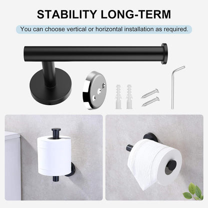 Towel Holder for Bathroom Wall Matte Black Stainless Steel Bathroom Accessories Set Includes Towel Ring and Toilet Paper Holder, Drill Hole