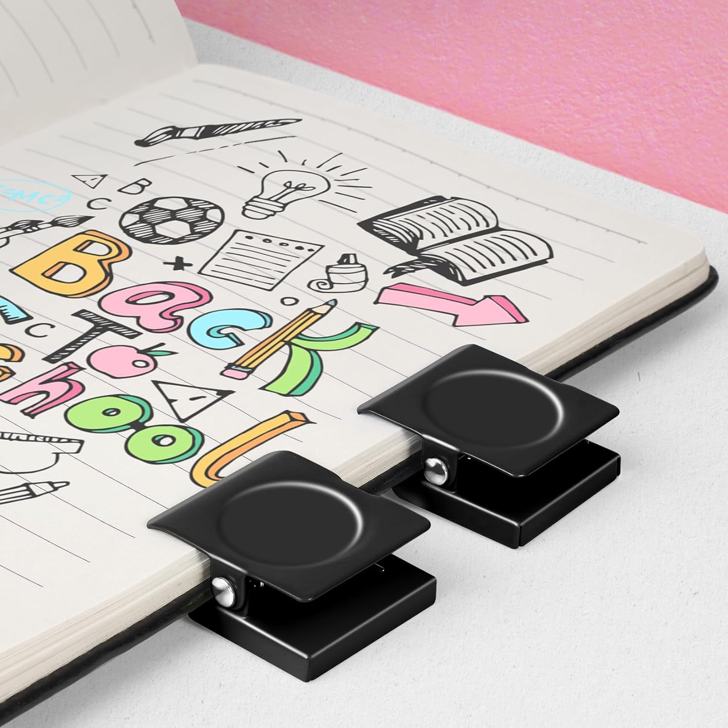 6 Pack Magnetic Clips for Refrigerator, Black Magnet Clips for Fridge, Refrigerator Magnets, Strong Magnetic Clip,Scratch Free Magnets with Clip for Refrigerator, Whiteboard, Cruise, Locker