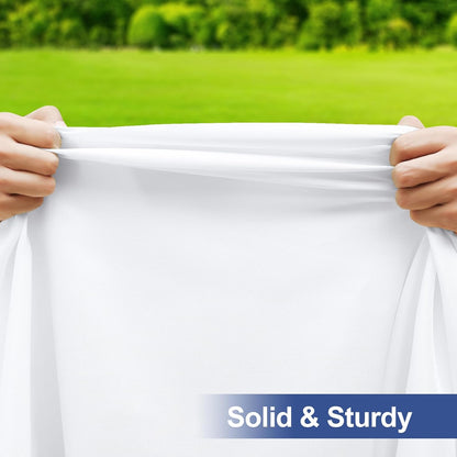 Rectangle Table Cloth Cover, Waterproof Polyester Elastic Fitted Tablecloth, Fits for 6 Foot Folding Tables, Washable Table Protector for Picnic, Camping, Outdoor (White, 30" X 72")