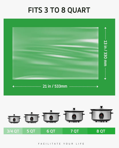 Slow Cooker Liners, 30 Count Cooking Bags Large Size Disposable Pot Liners Plastic Bags, Fit 3QT to 8QT for Slow Cooker Cooking Trays, 13"X 21", 30 Liners