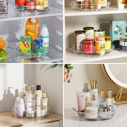 3 Pack Lazy Susan Organizer Turntable for Cabinet, Rotating Condiment Organizer for Kitchen Pantry Organizers and Storage, Table Top, Fridge, Countertop, Spice Organization, 9.25'' 10.6'' 12''