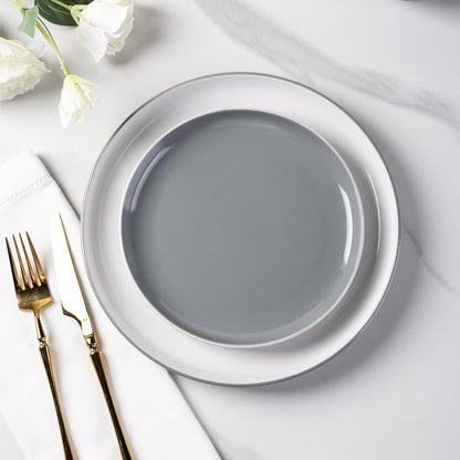 12-Piece Modern White Ceramic Dinnerware Set for 4, Scratch-Resistant Plates and Bowls, Oven Safe, Microwave and Dishwasher Compatible
