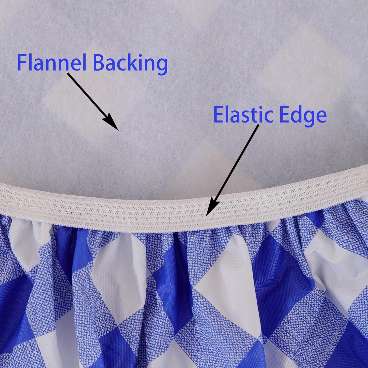 Round Vinyl Fitted Tablecloth with Flannel Backing Elastic Edge Design Table Cover Waterproof Oil-Proof PVC Table Cloth Stain-Resistant Best for 32"-36" Round