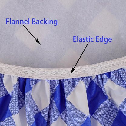Round Vinyl Fitted Tablecloth with Flannel Backing Elastic Edge Design Table Cover Waterproof Oil-Proof PVC Table Cloth Stain-Resistant Best for 32"-36" Round