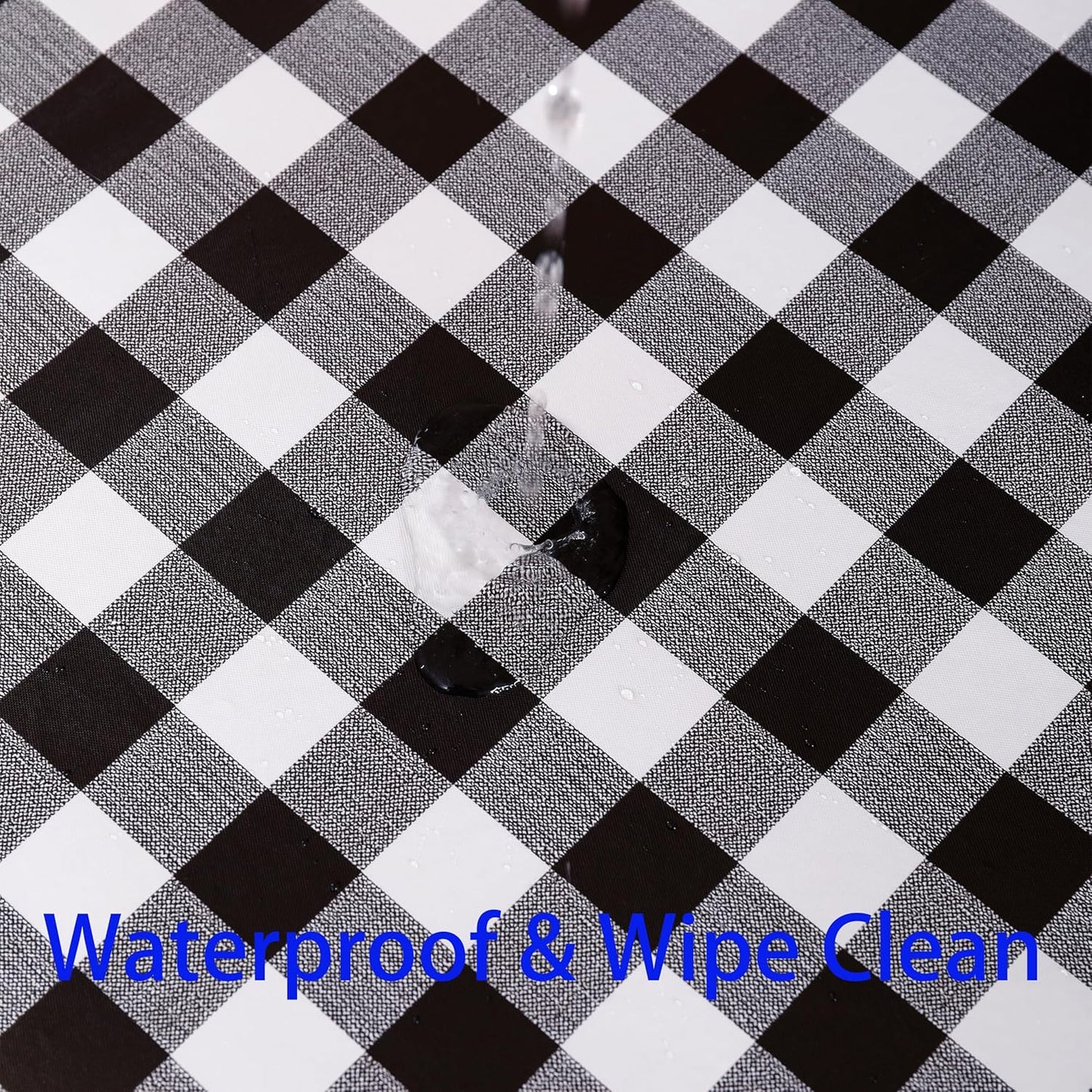 Heavy Duty Vinyl Tablecloth with Flannel Backing Waterproof Oil-Proof Plastic Table Cloth Stain-Resistant Wipeable Rectangle or Square Table Cover for Indoor and Outdoor (Black Checkered, 54X54 Inch)