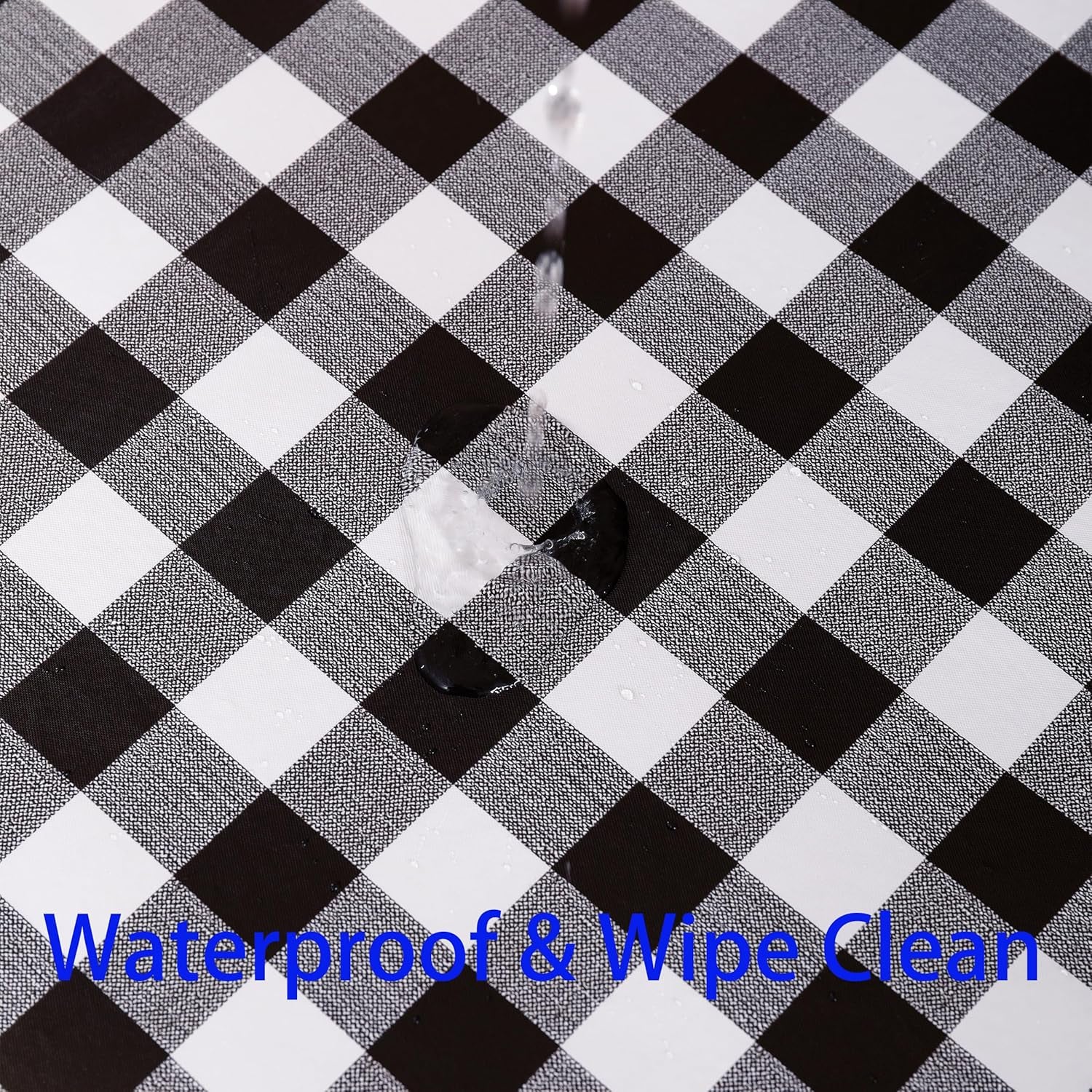 Heavy Duty Vinyl Tablecloth with Flannel Backing Waterproof Oil-Proof Plastic Table Cloth Stain-Resistant Wipeable Rectangle or Square Table Cover for Indoor and Outdoor (Black Checkered, 54X54 Inch)