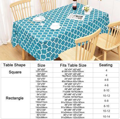 Rectangle Waterproof Vinyl Tablecloth with Flannel Backing, Wipeable and Spillproof for Indoor and Outdoor Use (60" x 84", Teal)