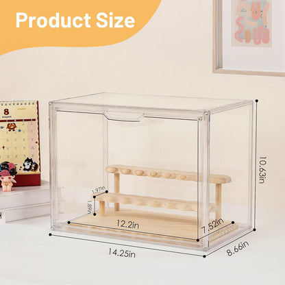 Blind Box Display Case, Acrylic Figures Display Case Clear for Collectibles, Birthday Gift, Stackable Storage Box with Magnetic Door Action