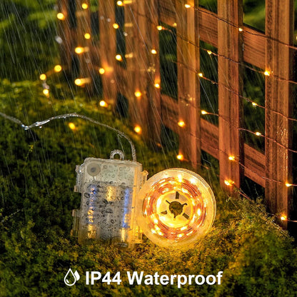 2 Pack Fairy Lights Battery Operated with Remote, Total 400 LED 132Ft Battery Powered String Lights, Christmas Twinkle Lights for Bedroom Indoor Outdoor Patio Tree Christmas Decor, Warm White