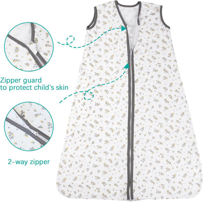 Baby Sleep Sack 18-24 Months, 100% Cotton Toddler Sleeping Bag, 2-Way Zipper Wearable Blanket for Baby, 0.5 TOG