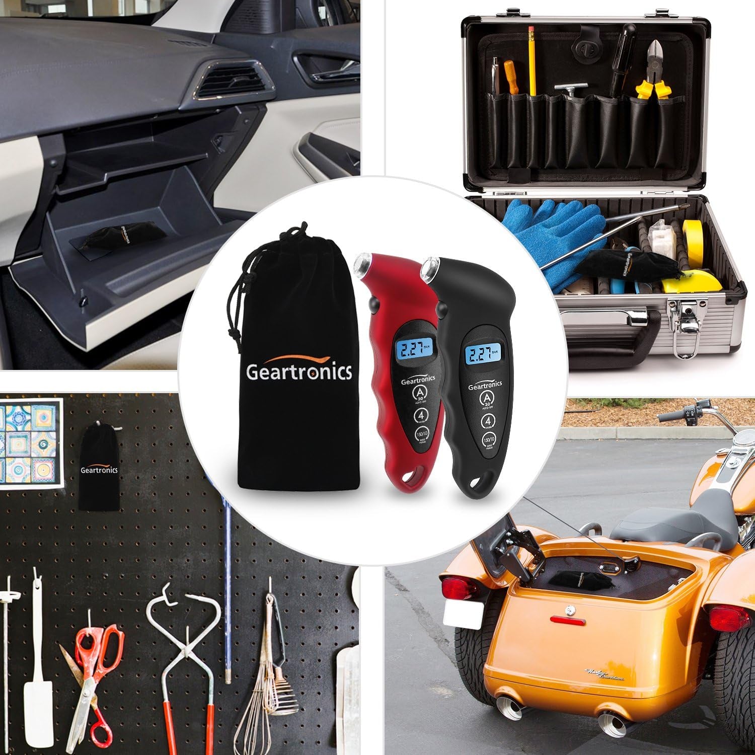 Digital Tire Pressure Gauge 150 PSI 4 Settings with Backlight LCD Tire Gauge for Cars, Motorcycles and Bikes with Non-Slip Grip, 2 Pack