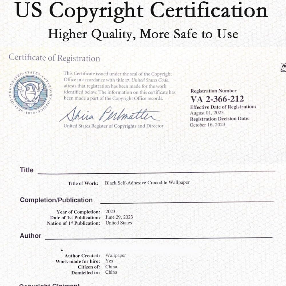 Black Peel and Stick Wallpaper - Removable Crocodile Self Adhesive Embossed Easy Peel off Contact Paper - Textured for Cabinet Bedroom 15.7" X 78.7"