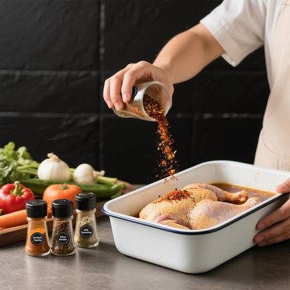 180 Spice Labels for Food Containers, Chalkboard Labels for Jars, Spice Label Stickers Herb Seasoning Kitchen Pantry Labels, Small Chalk Sticker Spice Jar Label round 168 Printed, 1 Erasable Chalk